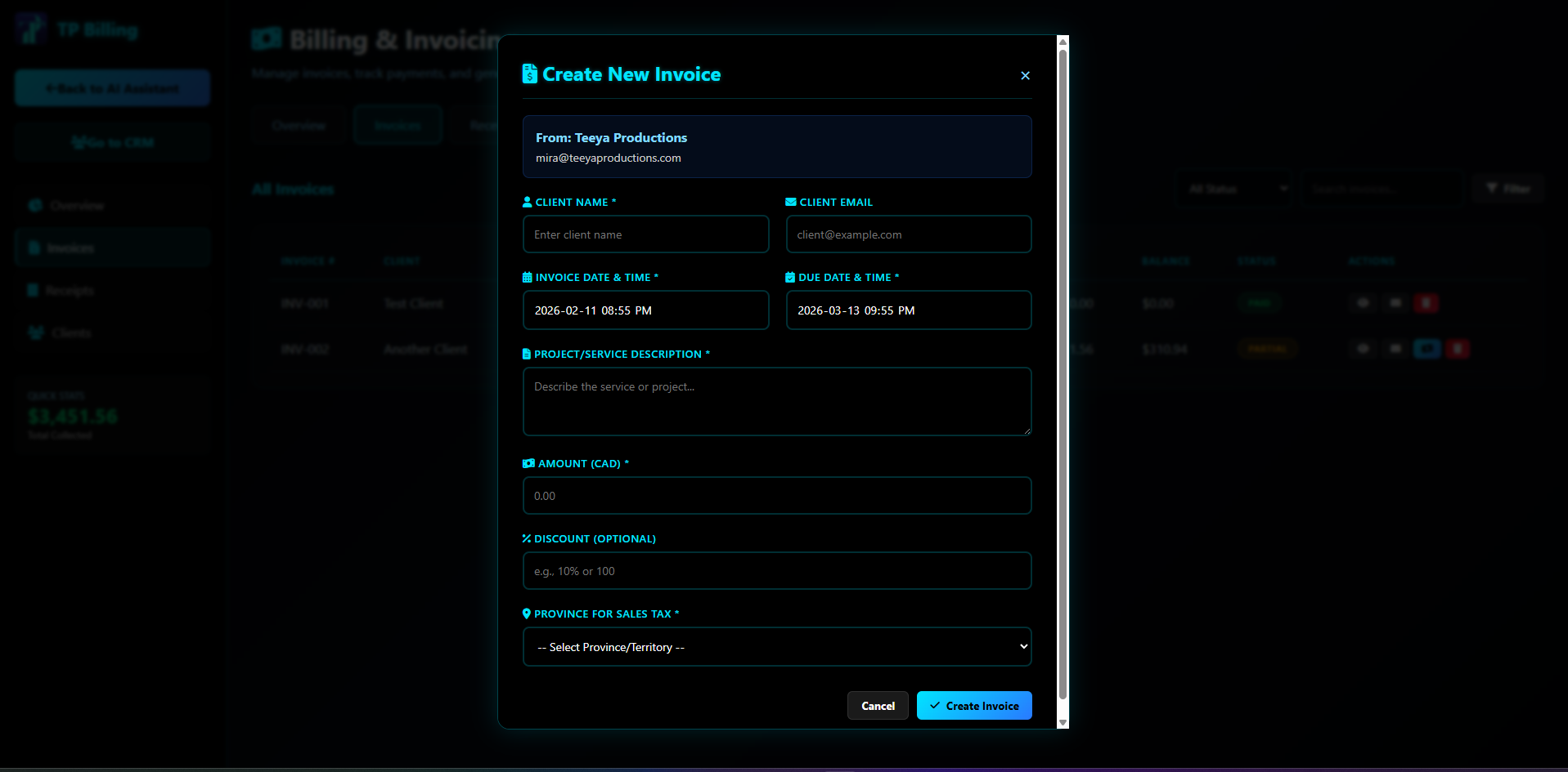 Create Invoice (Blue)