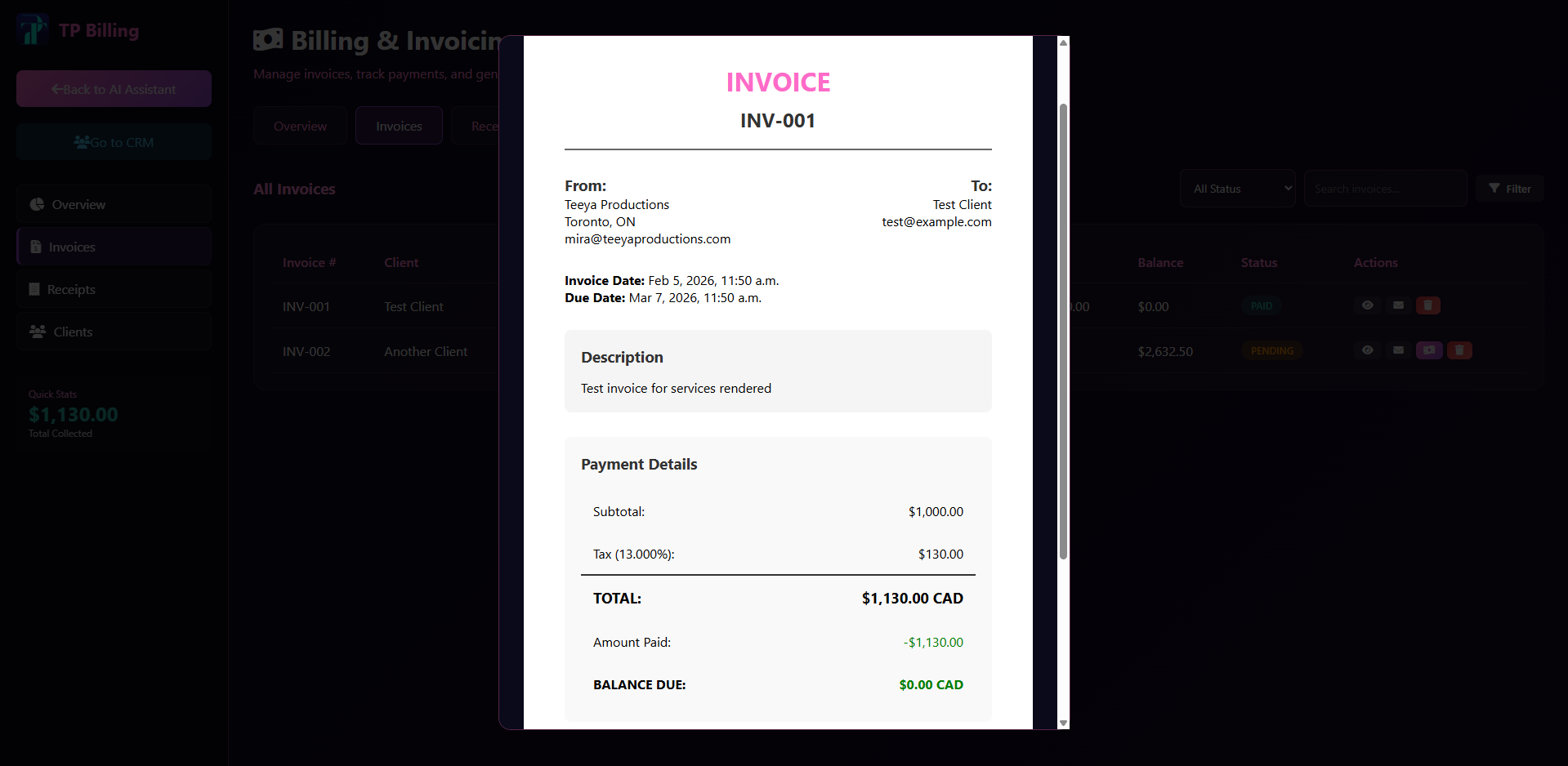 Invoice View