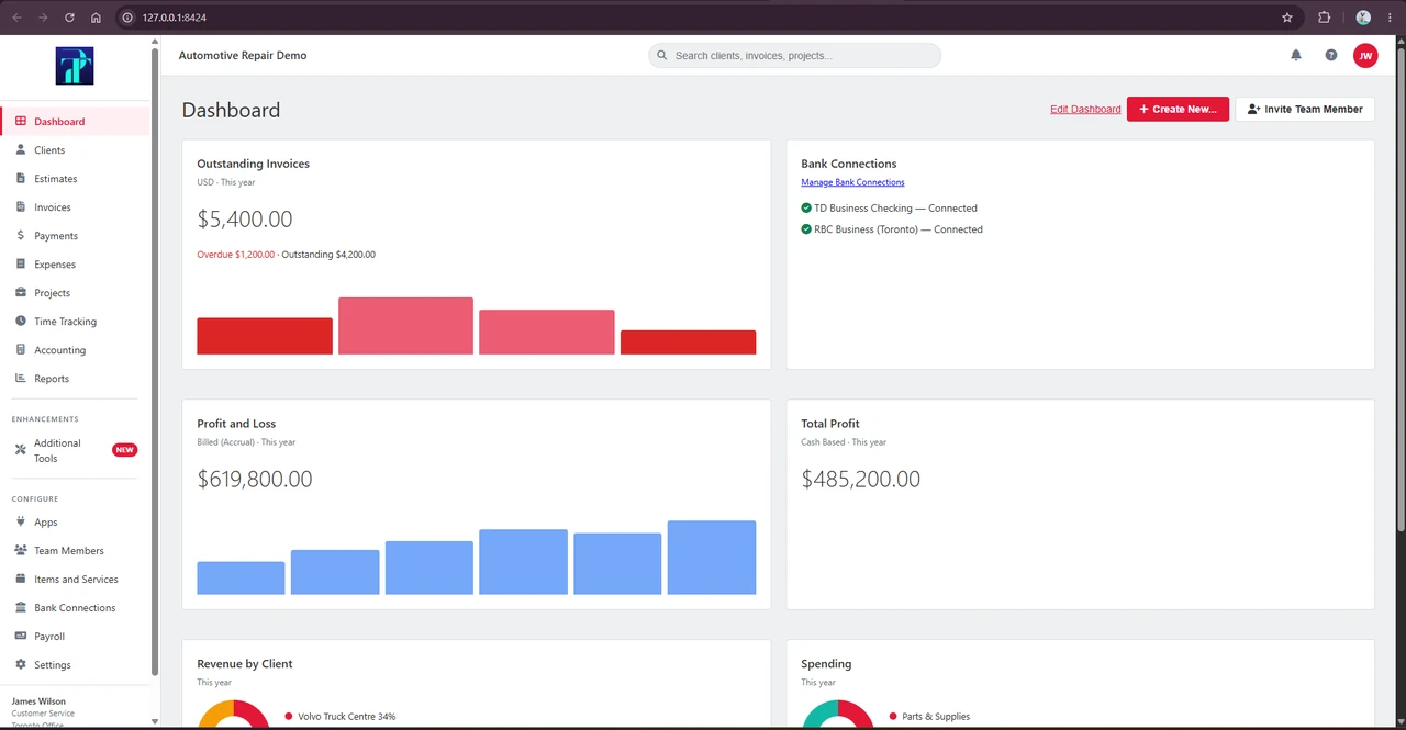 Automotive Repair Demo — dashboard